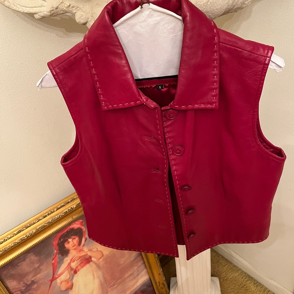 Beautiful red leather vest